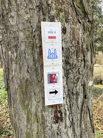 Die angebrachten Hinweistafeln weisen den Weg in die Stadt Aub (Bild: © Björn Neckermann) Die angebrachten Hinweistafeln weisen den Weg in die Stadt Aub (Bild: © Björn Neckermann)