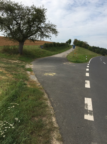 Der kleinen Nebenstraße aufwärts folgen (Bild: © Björn Neckermann) Der kleinen Nebenstraße aufwärts folgen (Bild: © Björn Neckermann)