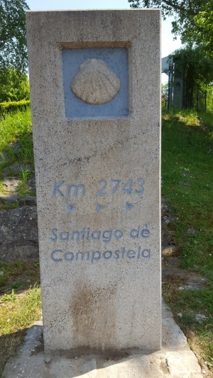 Hinweisstein - Jakobsweg - Santiago de Compostela (Bild: Sören Neckermann)