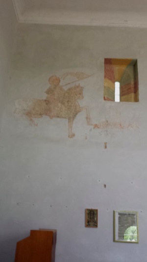 Spätromanisches Reiterwandbild im Innern der Kunigundenkapelle (Bild: L. Neckermann) Spätromanisches Reiterwandbild im Innern der Kunigundenkapelle (Bild: L. Neckermann)