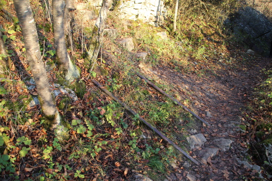 Überreste von Transportschienen vom Steinbruch hinab ins Tal (Bild: Björn Neckermann)