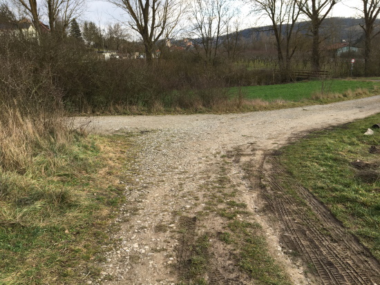 Rechts führt der HW4-Panoramaweg die letzten 500 Meter weiter - achten Sie auf die Hinweisschilder (Bild: Björn Neckermann)