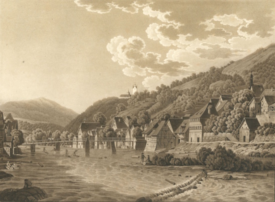 Ansicht von Gernsbach um 1800 (Stich: © Stadtarchiv Gernsbach)