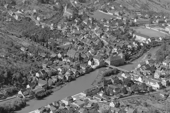 Luftbild von Hugo Moser - Stadt Gernsbach um 1959 (Aufnahme: © Stadtarchiv Gernsbach)