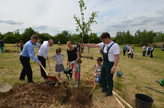 Die Geschäftsführung, hier Herr Salein, pflanzte ebenso einen Baum ein, wie alle anderen (Bild: Fa.Kneipp) Die Geschäftsführung, hier Herr Salein, pflanzte ebenso einen Baum ein, wie alle anderen (Bild: Fa.Kneipp)