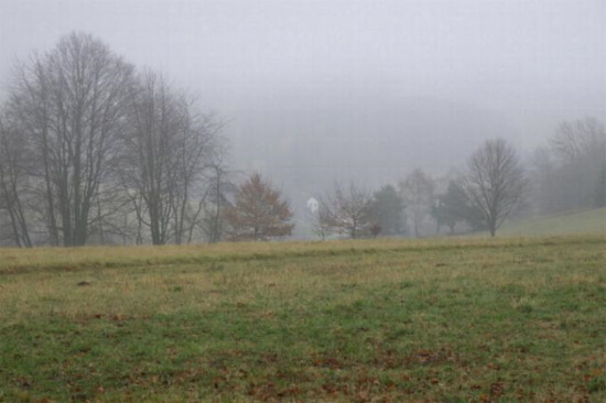 Blick ins Tal nur schemenhaft ist die Umgebung wahrzunehmen (Bild: Thomas Langhirt)